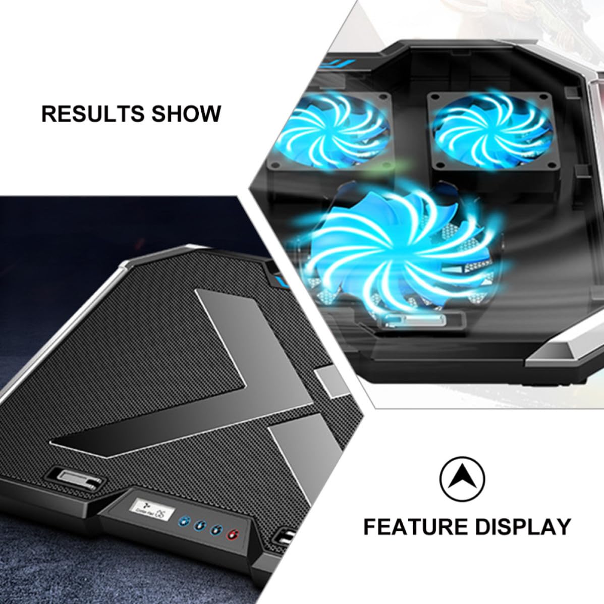 HOMSFOU USB Laptop Kühler mit RGB Beleuchtung Höhenverstellbarer Gaming Laptop Kühlständer aus Legierung mit Großem Lüfter und 7 Winkel Verstellung für Leises Arbeiten