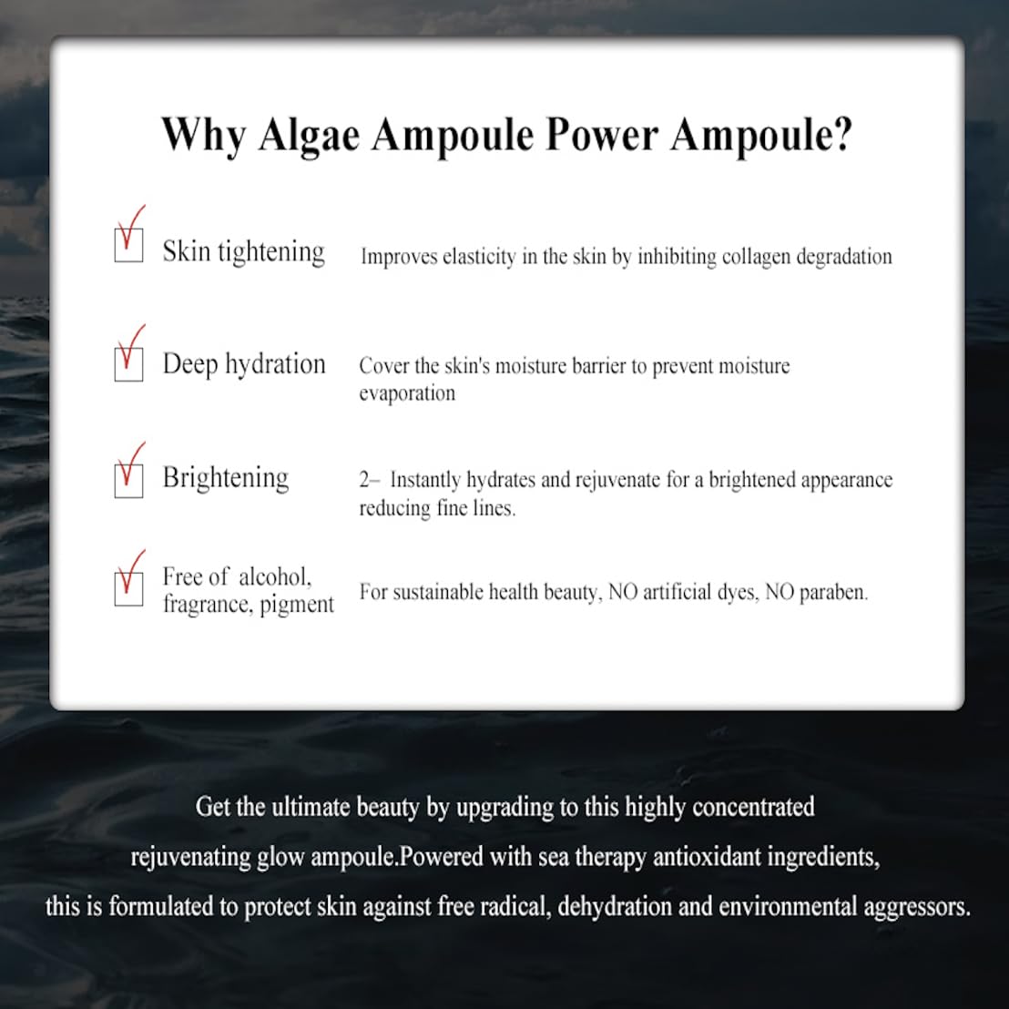[TARA] Algae Power Ampoule 30ml - Rejuvenate, Hydrate, Soothe, 1.05 Fl Oz (Pack of 1)