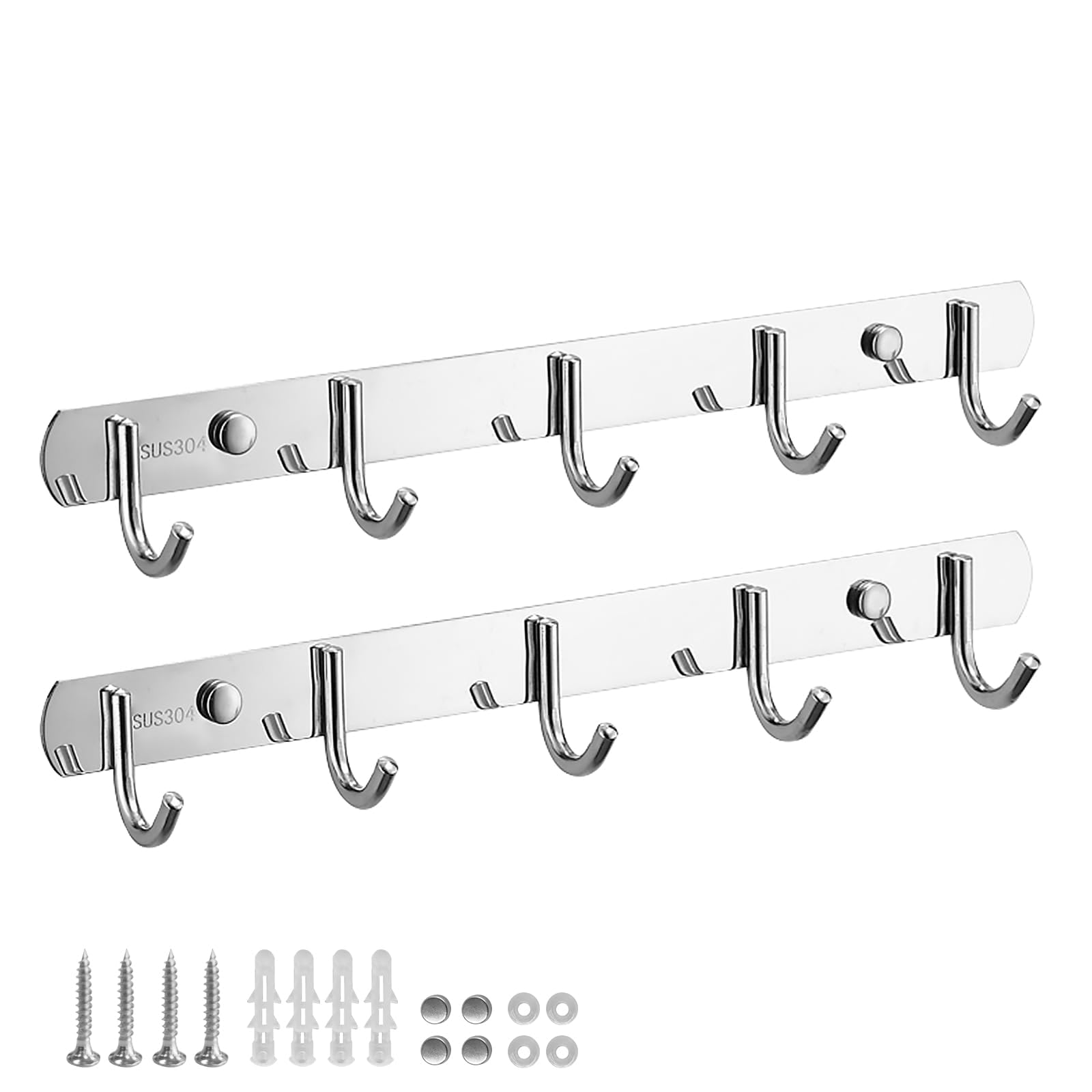 Appendiabiti da parete resistente, con ganci, in acciaio inox SUS 304, montaggio a parete, appendiabiti da parete lucido, montaggio a parete, appendiabiti da parete