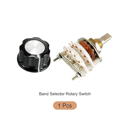 Miniatura 6 de Interruptor giratorio selector de banda (con perilla), 4P5T 4 polos 5 tiros, cubierta doble [para radio, TV, unidad de control de máquina