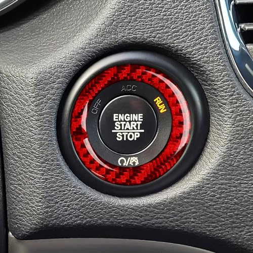 Image of Car Engine Start Stop Cover Decals for 2014-2020 Dodge Durango Accessories Carbon Fiber Interior Stickers