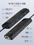 Lemorele USB C Hub Multiport Adapter 10-in-1 USB C Dongle for MacBook Pro Air, Gigabit Ethernet with 4K HDMI, 100W PD, USB 3.0 5Gbps Port, SD/TF Card Reader Adapter, Compatible for Windows/Mac/iPad