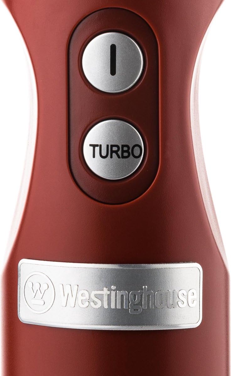 Westinghouse Retro mikser nurkowy, 4-biegowy, funkcja turbo, 2 ostrza motylkowe, stal nierdzewna, ergonomiczny uchwyt, zdejmowany trzpień, torba do przechowywania, 600 W, czerwony