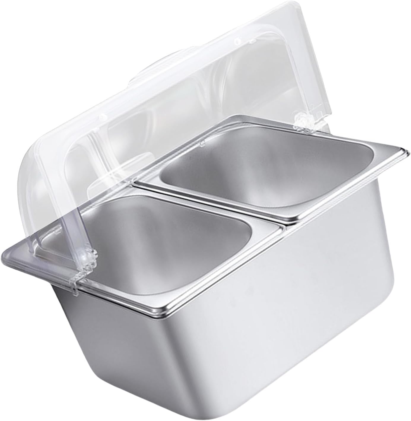 ステンレス鋼調味料ディスプレイラック仕切り付きサービングパン食品プレゼンテーショントレイキッチンやケータリング用クリアカバーステンレ