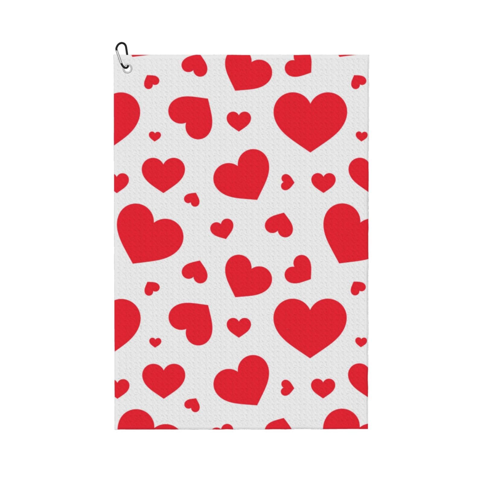 Hnnkloy Scattered Heart, 16x24 in Portable Waffle Golf Towels with Carabiner Clip for Golf Bag