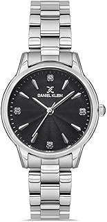 ساعة يد أنالوج بعقارب ومينا بلون أسود غامق للنساء من دانيال كلاين، سوار بلون فضي - موديل DK.1.13247-6