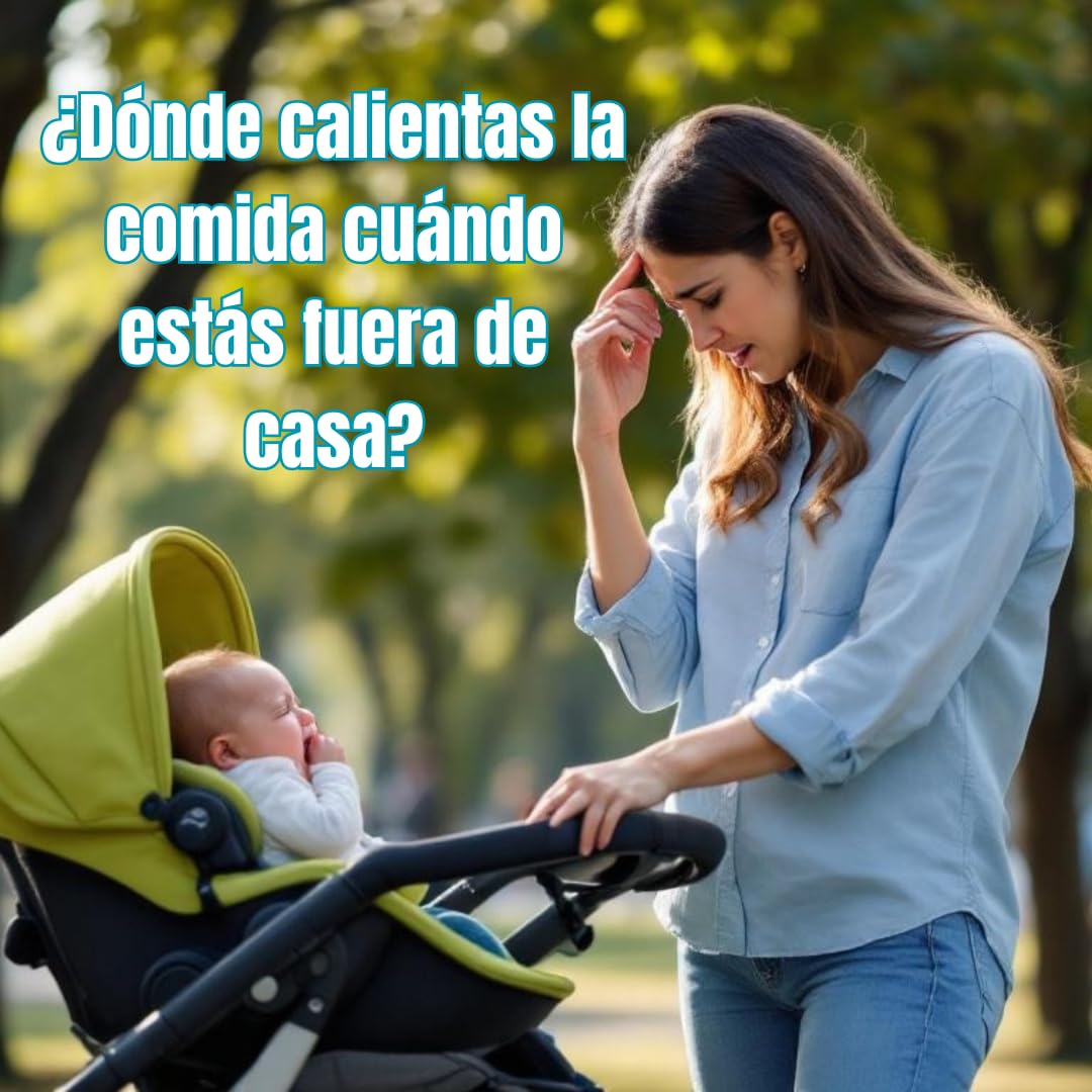 Calentador de comida portátil LUNCH BOX© para bebé | Inalámbrico, USB, recipiente acero inoxidable hermético | Transporta y calienta purés y potitos