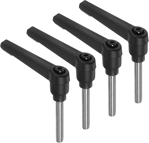 Miniatura 36 de uxcell 4 manijas de palanca de sujeción, perno macho roscado de acero al carbono de óxido negro M8 x 0.59 pulgadas, asas ajustables de bloqueo