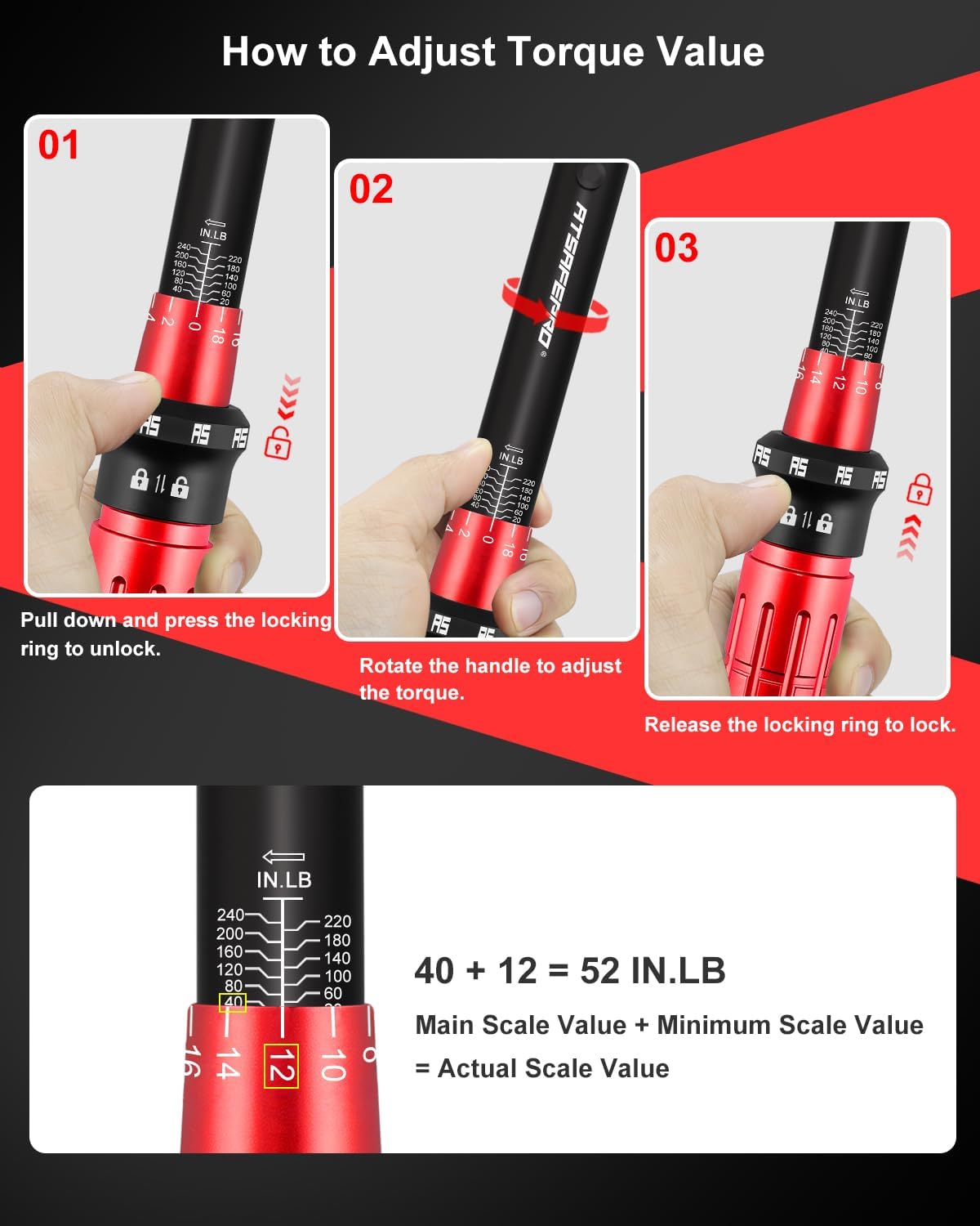 Bike Torque Wrench Set, 1/4 Torque Wrench 20-240 inch-pounds with ±3% Accuracy, 72T Dual Ratchet, Tire Pressure Gauge, Valve Core Tool, Bit Socket Set, for Bicycle & Car Maintenance