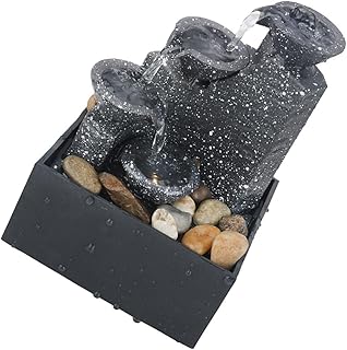 DECHOUS 人工プラスチック製噴水卓上モデル 3段階噴流シミュレーション滝飾り 1個入り リビング 書斎 オフィス向け自然風景インテリア バッ