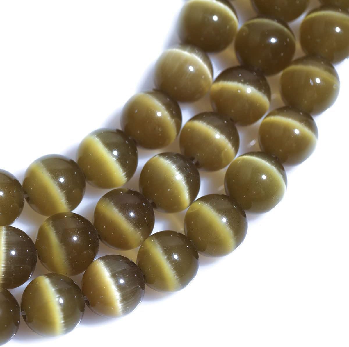 HAAMIIQII 8mm Brown Cat Eye Glass Round Crystal Stone Loose Gemstone Beads for Jewelry Making Bracelets Necklaces Earrings Crafts (45-50pcs) - Image 2