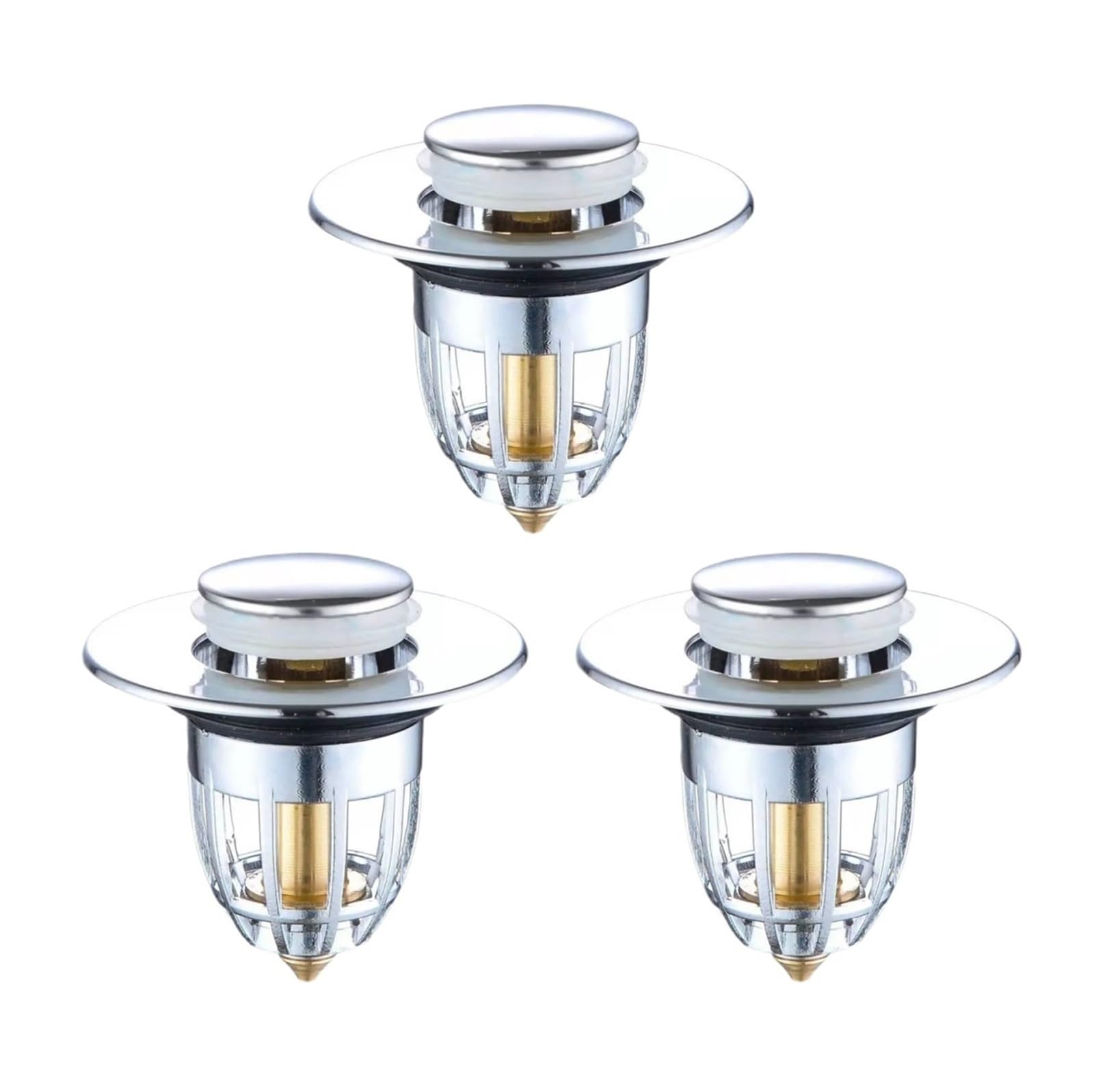 Tapón de desagüe for Lavabo de baño, antiobstrucción, desagüe de Ducha emergente, captador de Ruidos, Filtro for Lavabo de baño para Cocina(3 pcs Silver)