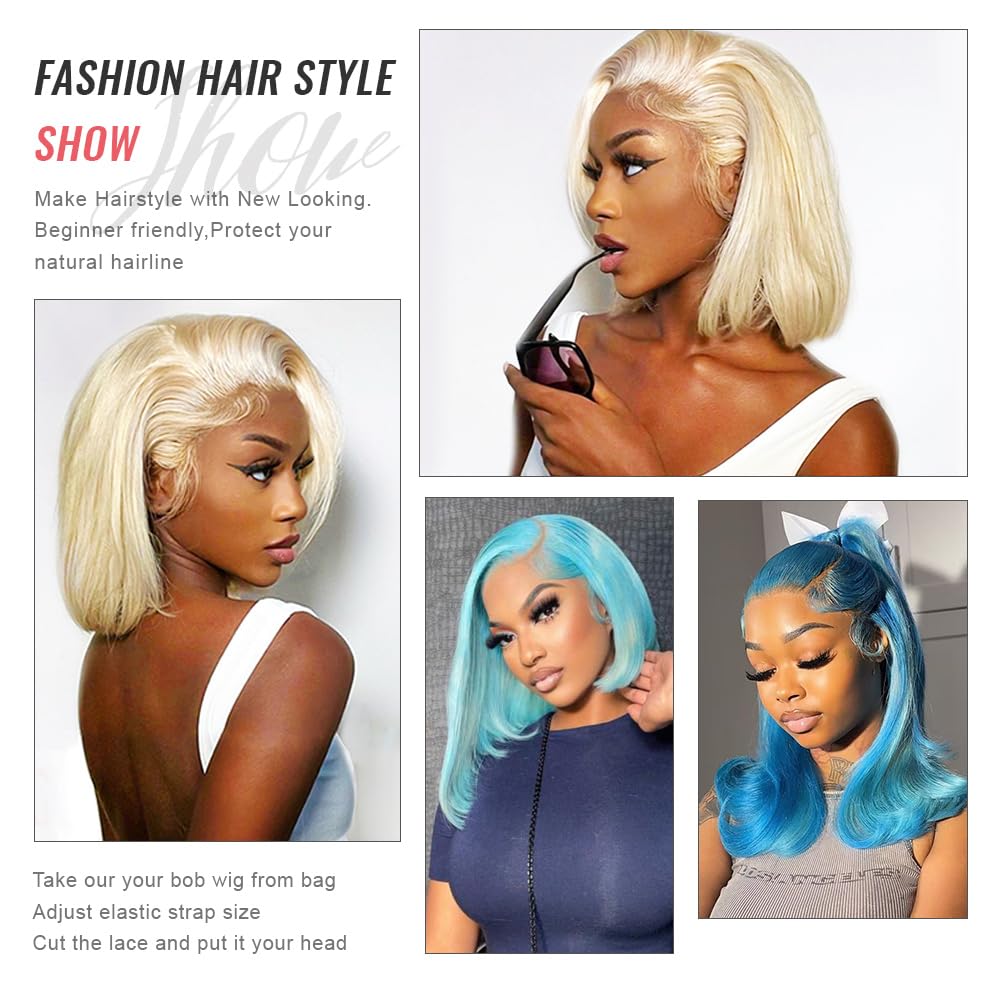 Amazon.com : 13x6 Lace Frontal Bob Wig Human Hair 12 Inch  display picture 1