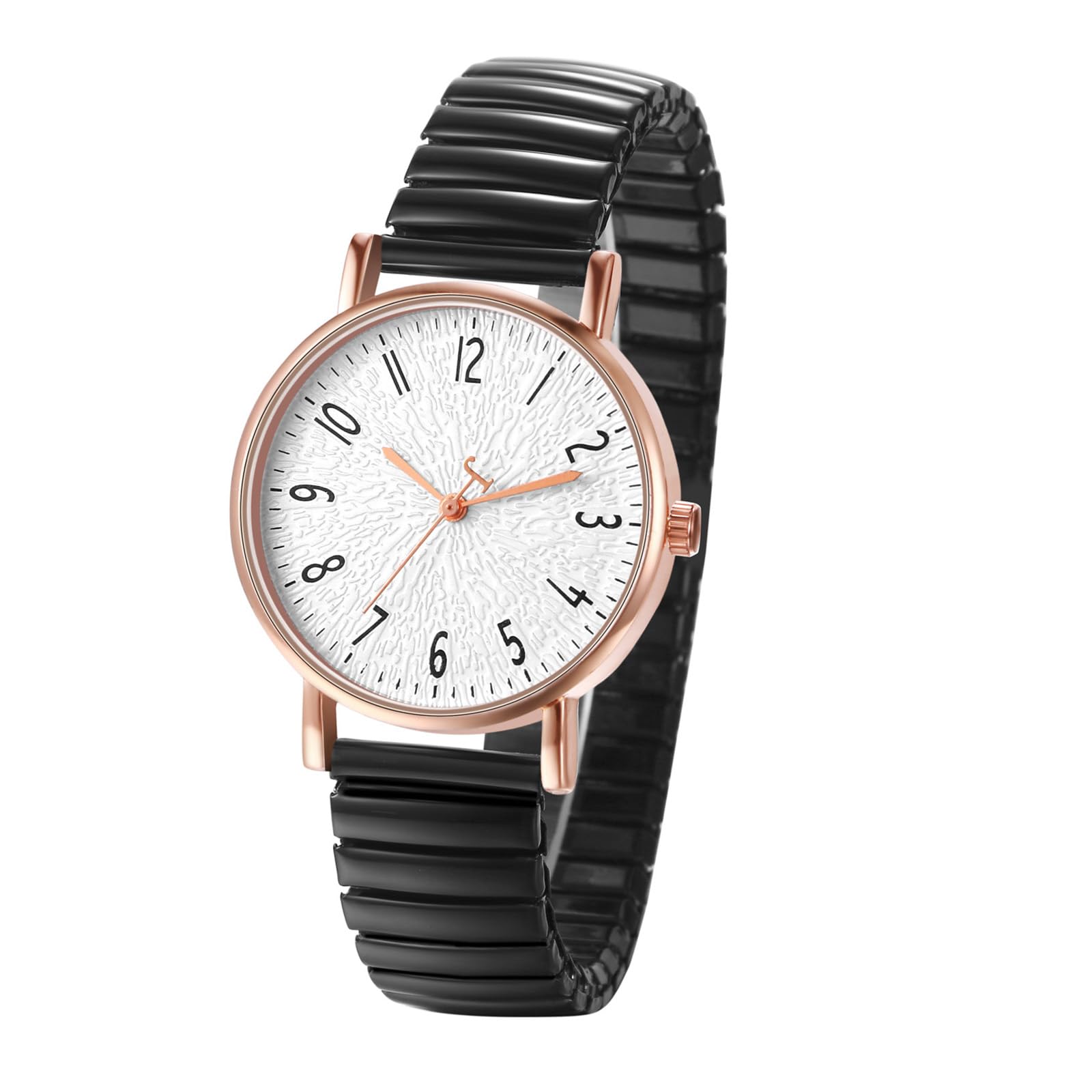 Montre Femme Bracelet Extensible Acier Inoxydable - Cadran Rond Chiffres Arabes Facile à Lire