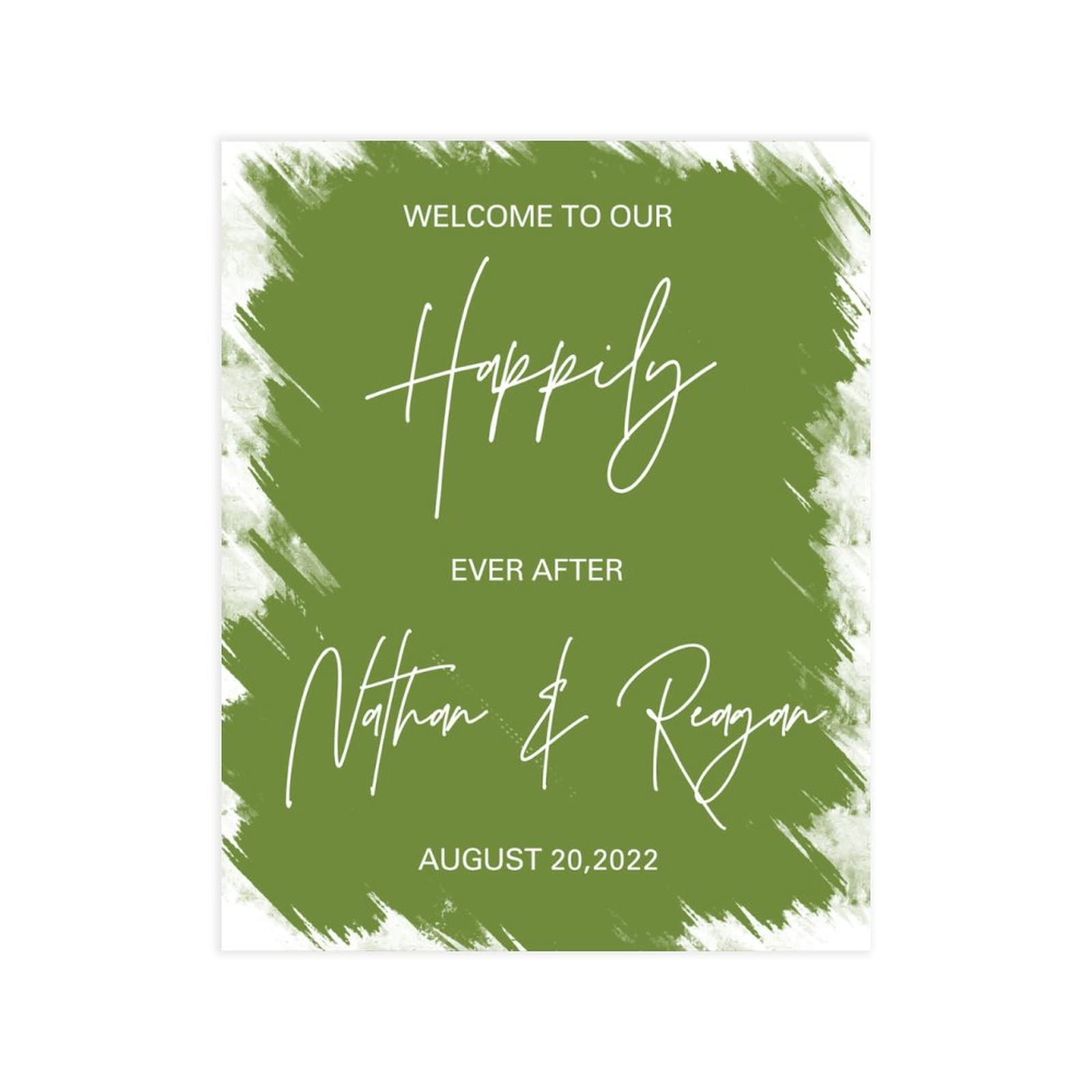 Segno personalizzato Welcome to Our Happily Ever After su misura qualsiasi nome regalo di nozze segno minimalista per cerimonia di nozze segno segno per festa da tavola 45,7 x 61 cm
