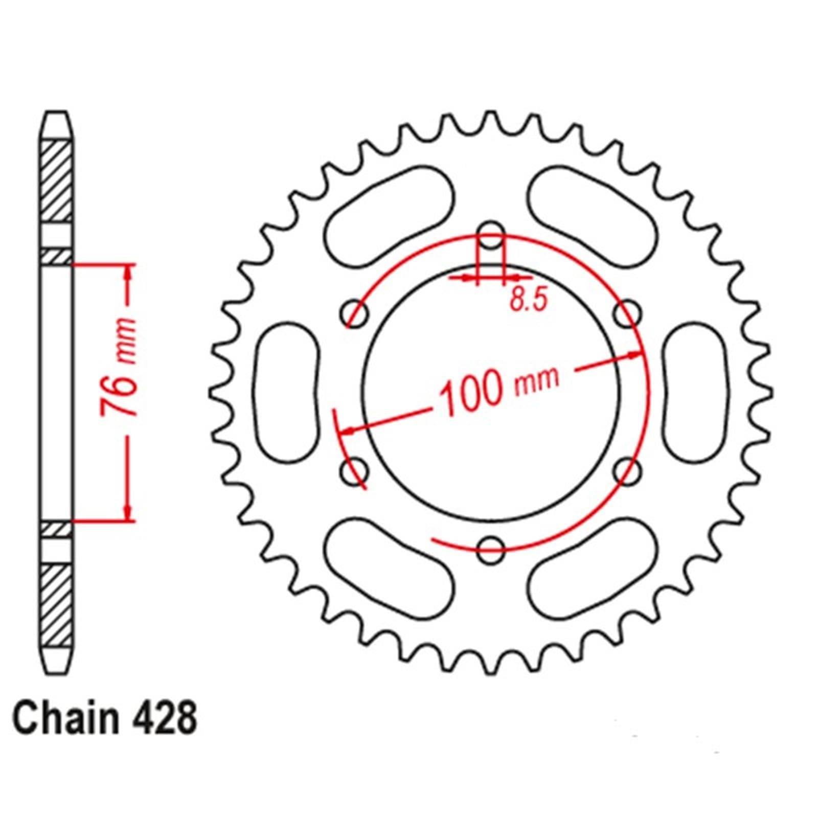 Motocicleta Piñón para Yamaha MT125 (ABS) BR3 2015-2019 Y YZF-R125 2008-2018 Corona Trasera para Motocicleta 428-48T