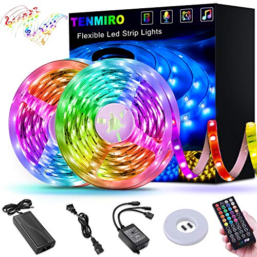 Led Strip Lights, Tenmiro 32.8ft Sync to Music Color Changing Strips,40key IR Remote Controller, DC12V5A 300 Unit SMD 5050 LED,Non-Waterproof,Decoration for Living Room Bedroom Bar,Party Lighting