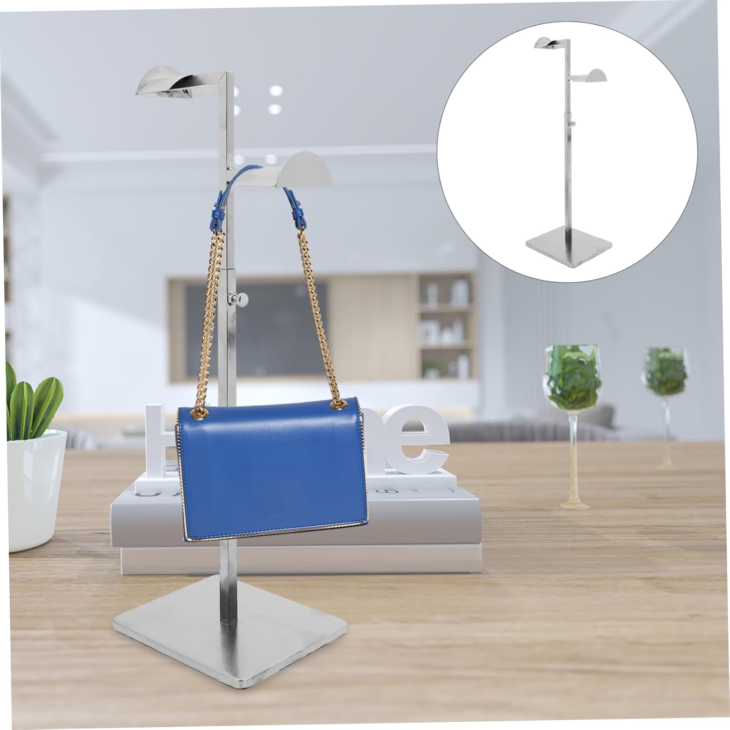 Stainless Steel Handbag Display Stand Purse Organizer Shelf for Bag Rack Display Storage Closet Decorative