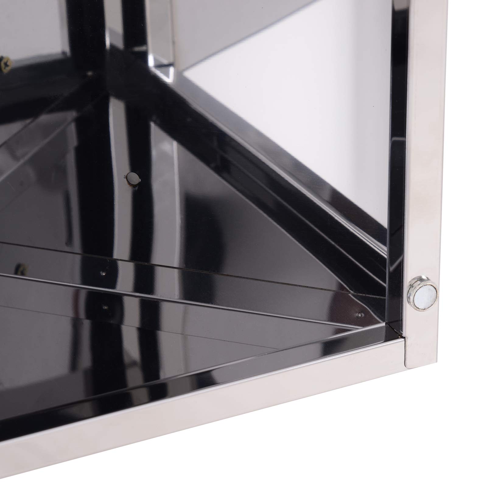 HOMCOM Armoire Miroir Salle de Bain Armoire de Toilette Murale Meuble d'angle 2 étagères dim. 30L x 18,4l x 60H cm Acier INOX.