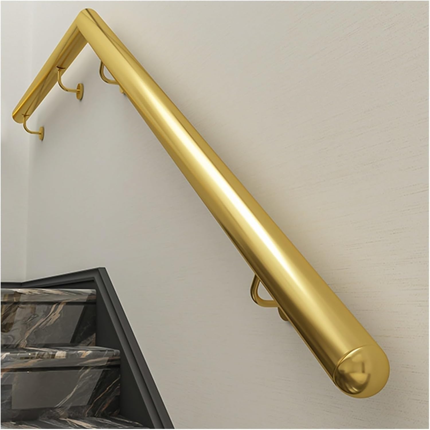 LWJSOCP Stainless Steel Handrail for Stairs Home/Hotel/Office/Nursery Handicap Auxiliary Support Rod Banister Rails for Safety 200kg Capacity Gold Finish 550cm (18ft)