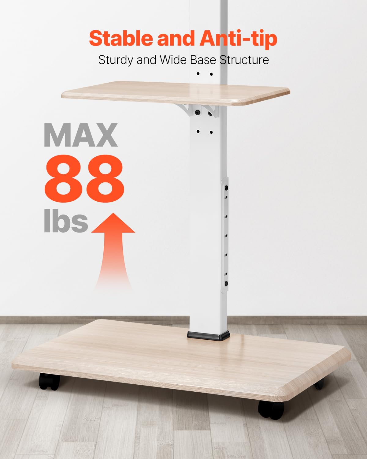 VEVOR rollbarer TV-Ständer Fernsehständer für 812,8-1778 mm TVs bis zu 40 kg, 25° Links-Rechts-Drehung & höhenverstellbare TV-Halterung mit Ablage für Schlafzimmer Wohnzimmer (max. 600 x 400 mm)