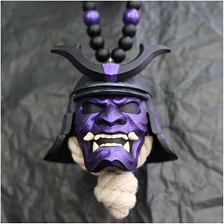 Bylesary Espelhos interiores automotivos capacete samurai ornamento suspenso japonês JDM acessórios para carro capacete samurai-kabuto/hannya resina Oni criativo carro pendurado personalidade espelho retrovisor decoração