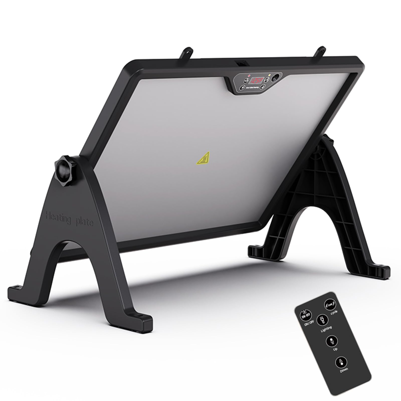 Placa Calefactora para Criadora De Pollitos, Calentador De Gallinero De Doble Cara, con Pantalla Inteligente, Control Remoto Y Luz, Temperatura Ajustable De 30-75 ℃, Ángulo De Rotación De 360°