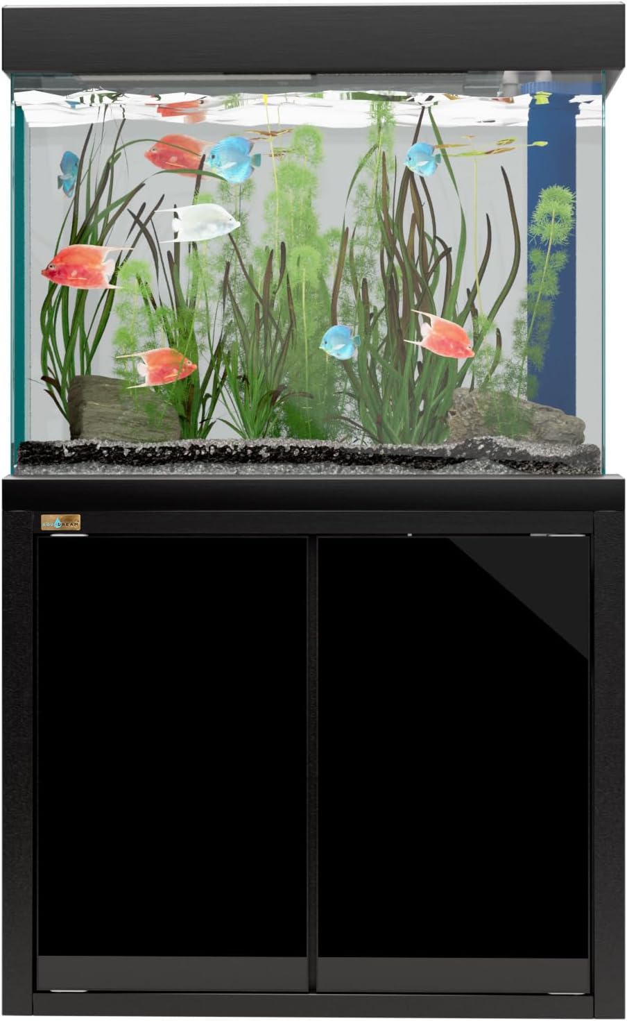 Aqua Dream 50 Gallon Fish Tank with Premium Tempered & Ultra Transparent Glass (Complete Aquarium Setup) All in Black