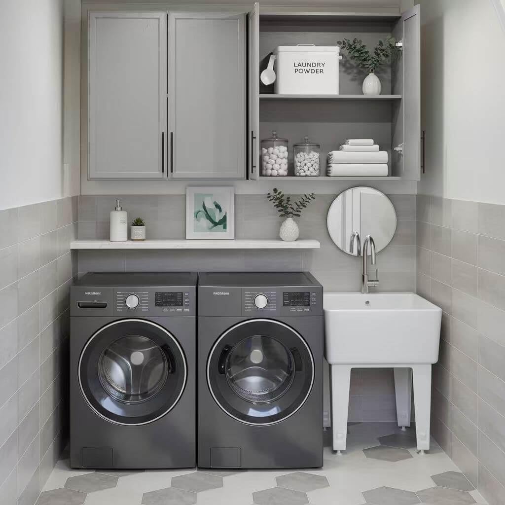 Furnaza 60" W Laundry Room Wall Cabinet with Adjustable Shelf,Wall Mounted Kitchen Cabinets with Two Shaker Doors,Upper Storage for Laundry Room, Bathroom, Kitchen