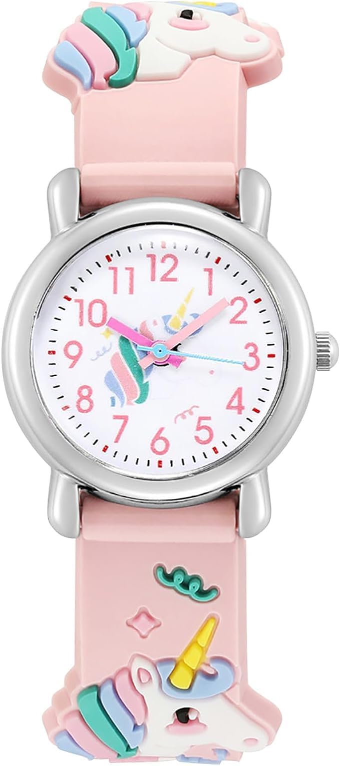 Azonee Kids Watch Unicorn Watch for Girls, Children's Cartoon Quartz Watch Toy Analogue Silicone Band Wristwatch Wrist Watch Birthday Gift for Age 3-7 Years Old Child