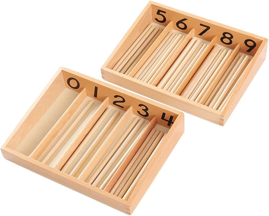 Kghios Montessori Spindle Box with 45 Spindles Montessori Math Toys Material for Toddlers Kids 3 Years Old