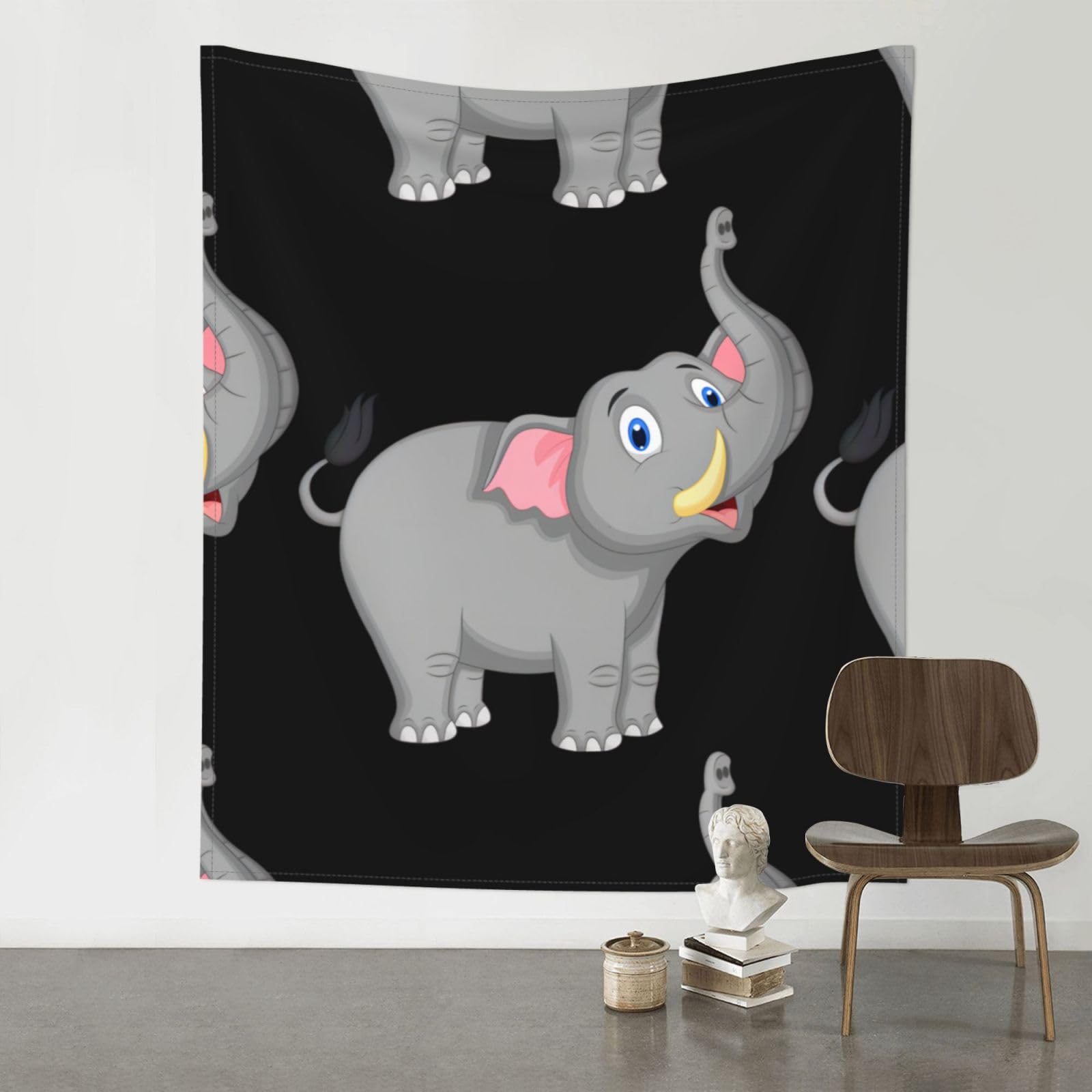 YYHHAOFA Cartoon Elephant Prints 60x51in Wall Tapestry Boho Chic Dorm Decor & Beach Throw Blanket