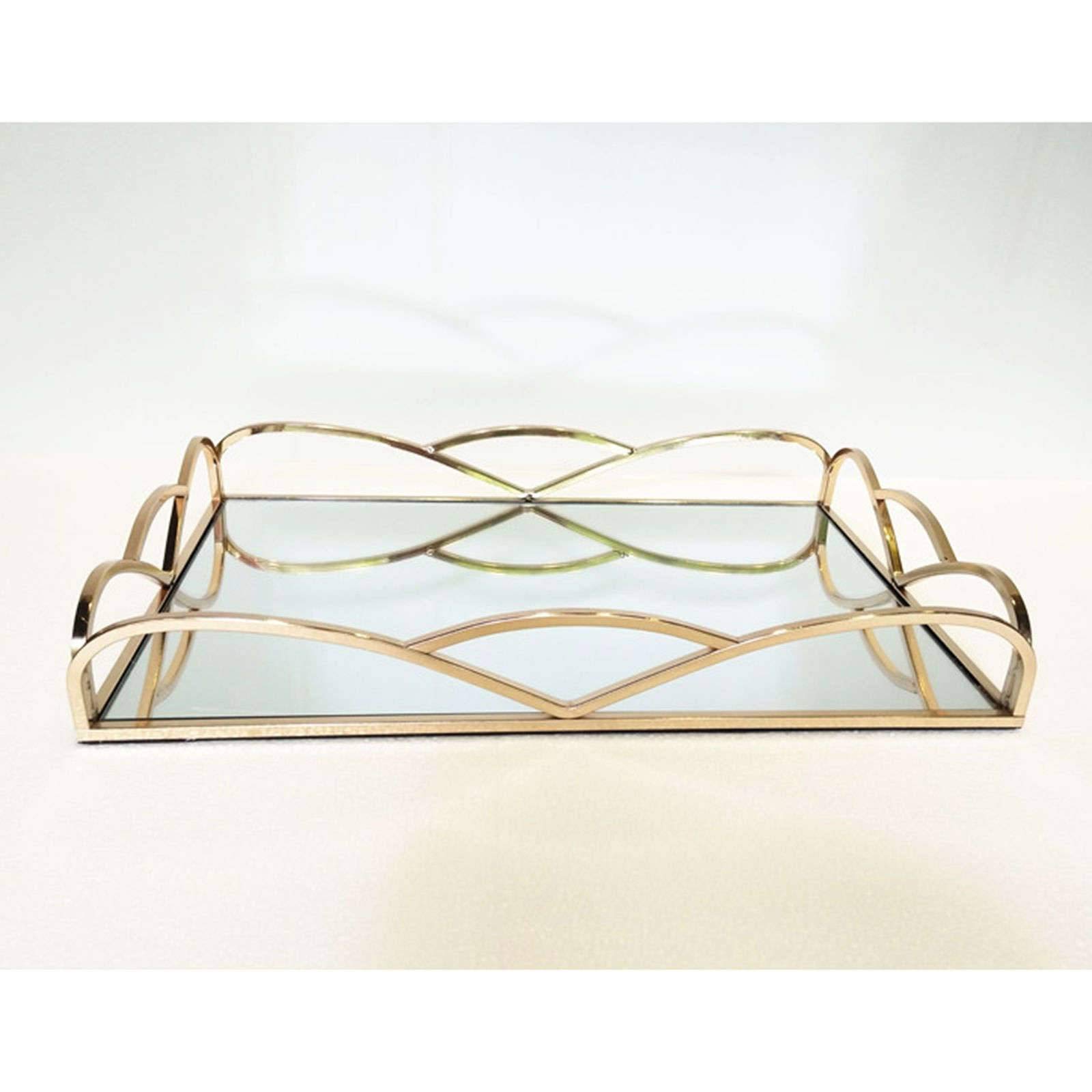 Plateau Miroir Adhésif Plateau Rangement Verre Doré - Pour Bijoux Et Cosmétiques Décoration Nordique Salle Bain