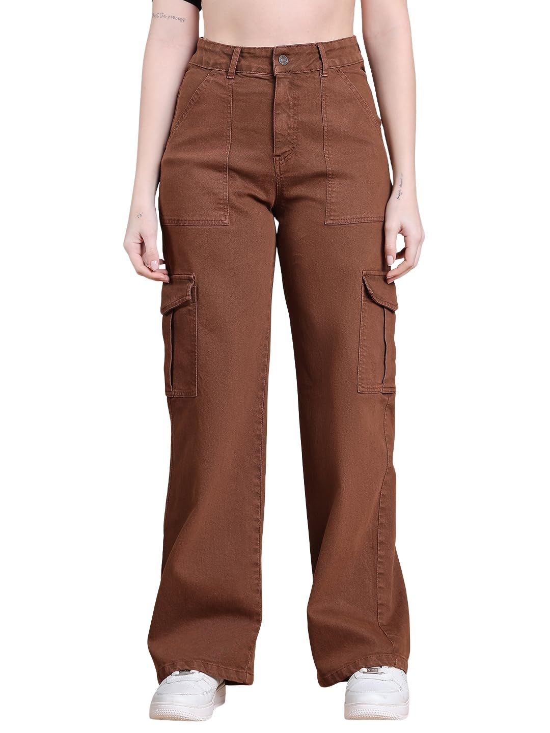 puella Brown Color High RiseStraight Fit Cargo for Women & Girls-picture-20