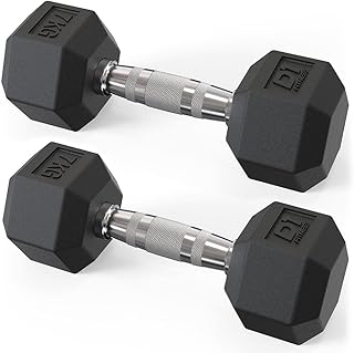 Par Halter Dumbbell Sextavado Emborrachado 7kg D1Fitness
