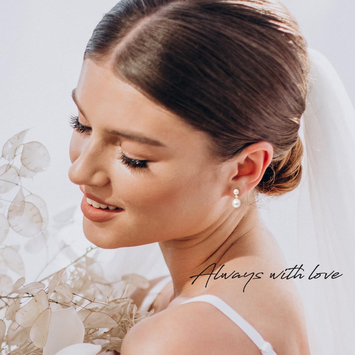 Pearl Stud Earrings for Women, 14K Gold Plated Hypoallergenic Dainty Small Shell Pearl Wedding Earrings for Brides Bridesmaid, Sterling Silver Ear Posts Jewelry Gifts - Image 2