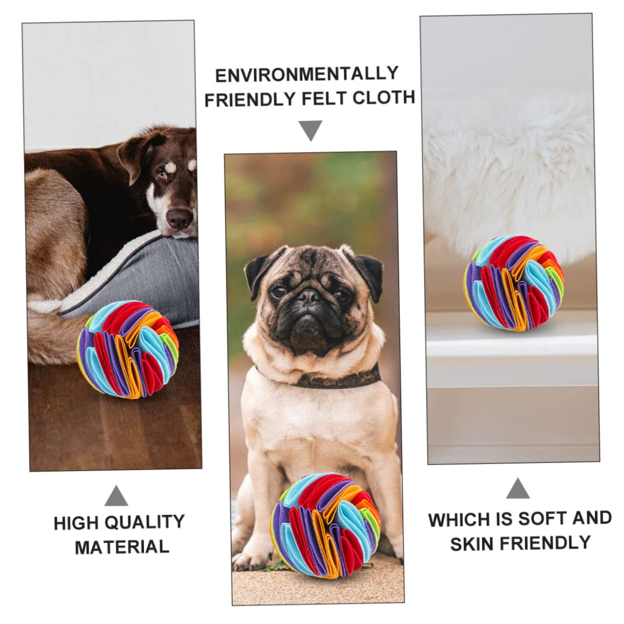3stücke Creative Pet Chew Toy Bunter Hundesnuffelball Aus Filz Sicher Für Zähne Zum Spielen Futterversteck Für Haustiere Verbessert Koordination Und Zahnreinigung