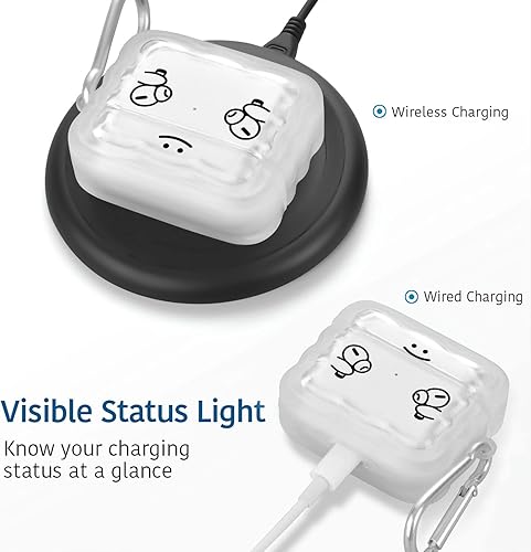 Miniatura 3 de LuGeKe Funda para Airpods de 3 generación con llavero, funda protectora con patrón de auriculares para Airpods 3, marco ondulado de TPU suave y