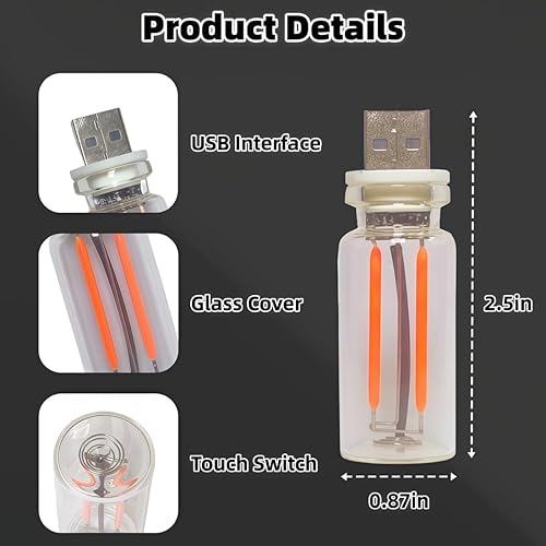 Miniatura 2 de 4 luces USB de coche regulables táctiles, bombillas LED de noche para iluminación ambiental interior del automóvil, mini lámpara retro portátil para