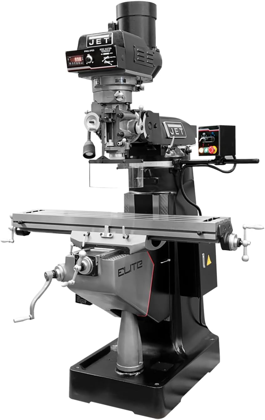 JET Elite Mill, ACU-RITE 203 (Quill) DRO, X-Axis Powerfeed, USA Made Air Draw Bar (Model EVS-949)