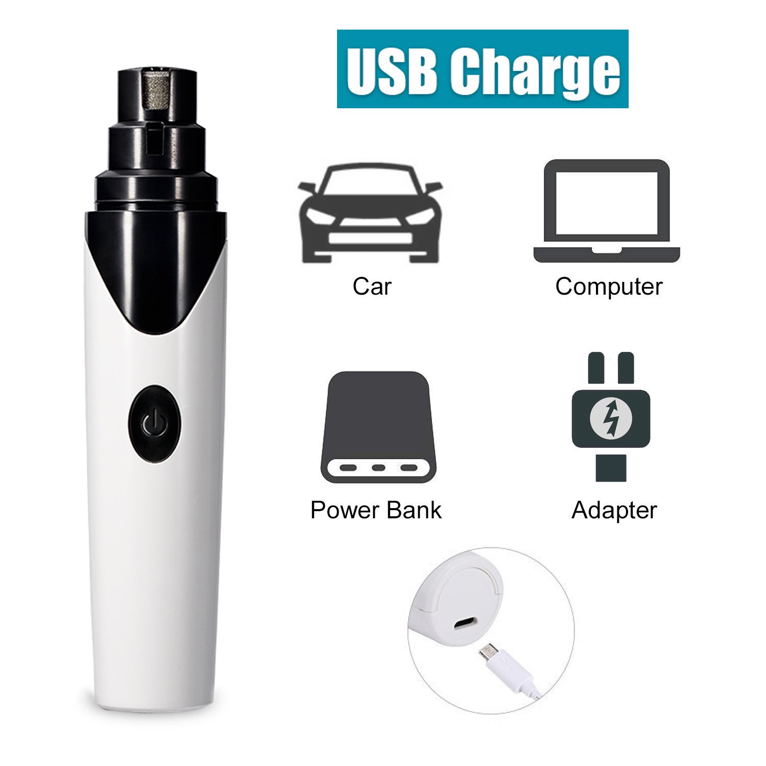 PETCUTE Lime pour Chien Coupe-Ongles électrique pour Chien Affiloir à Ongles Broyeur d'Ongle Rechargeable pour Chien