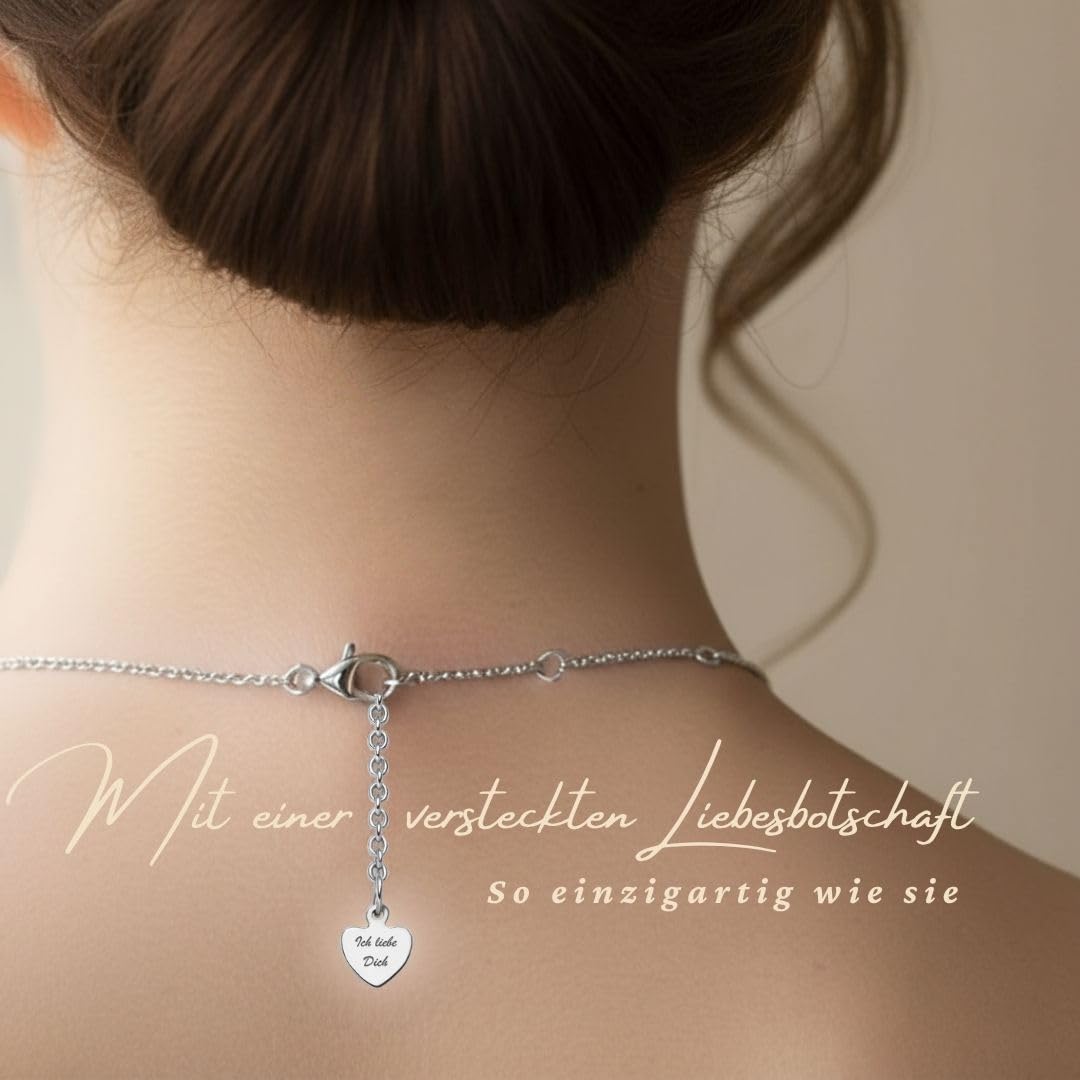 LOVENEST Schmuck Set Damen Silber 925/Rosegold/Gold ZIRKONIA | Herz Schmuckset 3tlg. zum Weihnachten Geburtstag Hochzeitstag | Kette und Ohrringe Set | hochwertiges Geschenk Frau Ehefrau Freundin