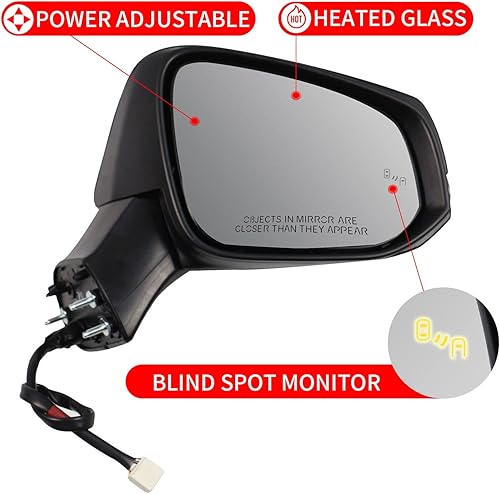 Miniatura 10 de Marretoo Conjunto de espejo lateral para Toyota RAV4 lado del conductor 2019-2023  Potencia  Calentado  Señal de giro  Detección de punto ciego