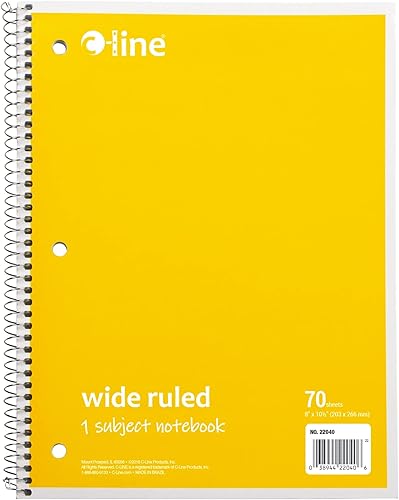Cuaderno de 1 materia, rayas anchas, amarillo, caja de 24 (22040-CT)