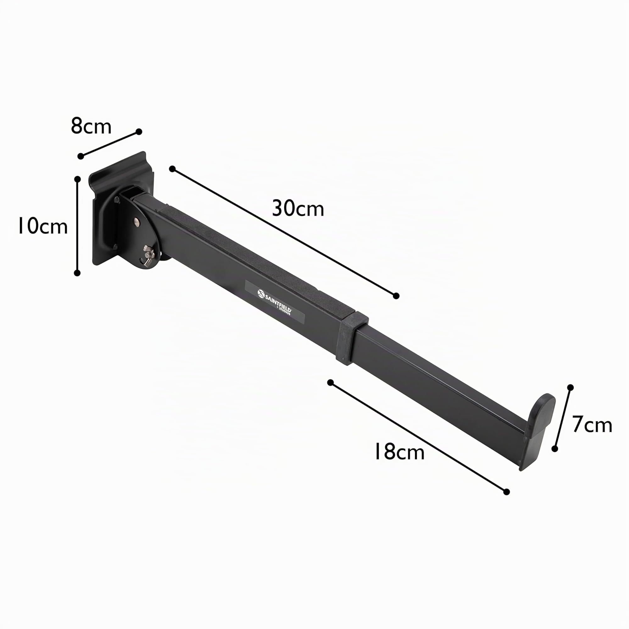 Katai Saintfield Studios - Slatwall Tastaturarme - Paar - Schwarzes Metall - Verstellbar mit Schaumstoffpolsterung für Studio oder Zuhause - Komplett mit Silikon-Kabelclips