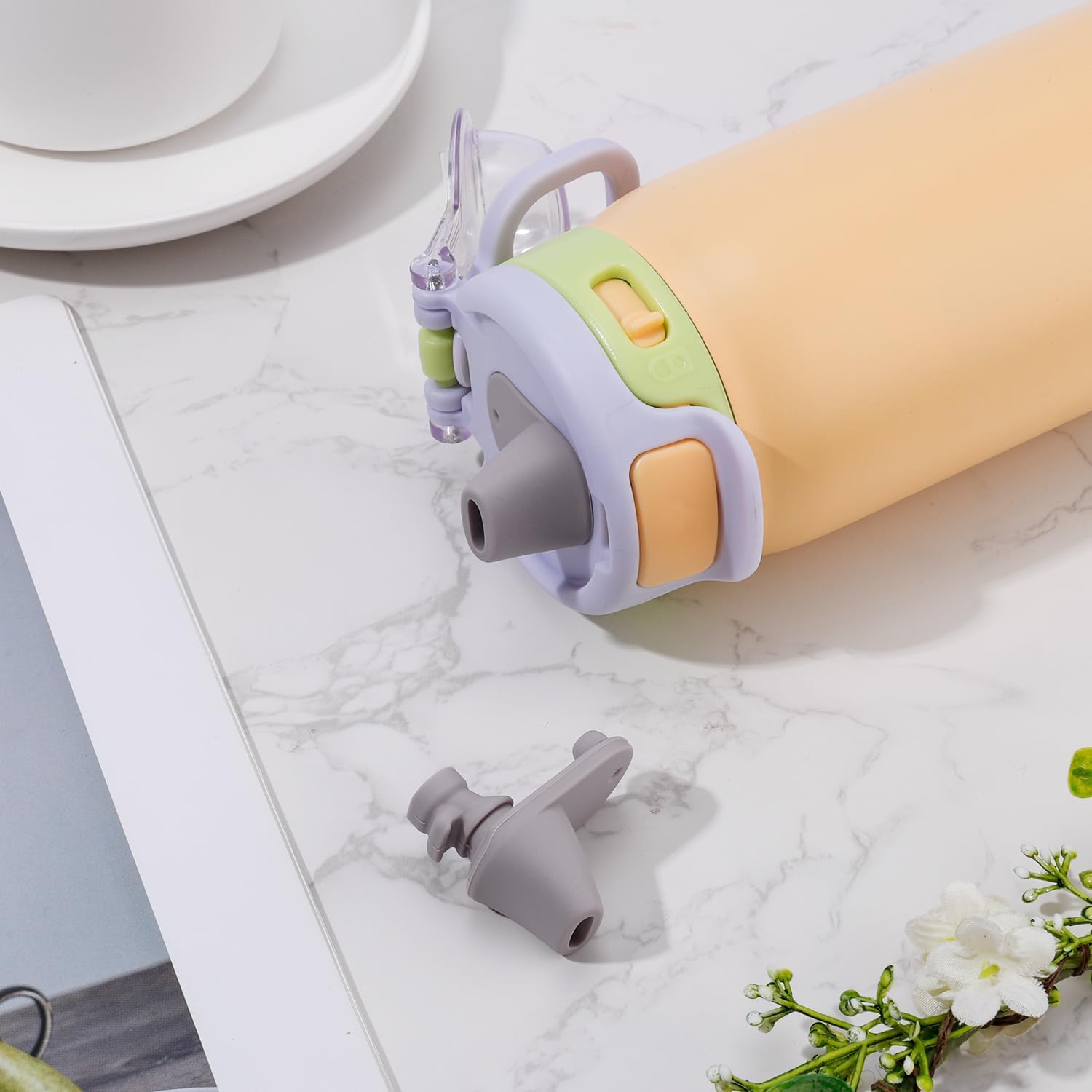 BOXOB 2pcs Spout Replacement for Ello Pop & Fill, 22oz/32oz Silicone Water Bottle Spout No BPA Water Bottle Mouthpiece Replacement Compatible with Ello Pop & Fill (Gray)