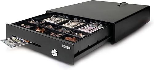 Safescan LD-3336 Cajón negro para efectivo con diseño de 3 billetes8 monedas, compartimento extraíble para monedas, potencia de 12 V dura al menos
