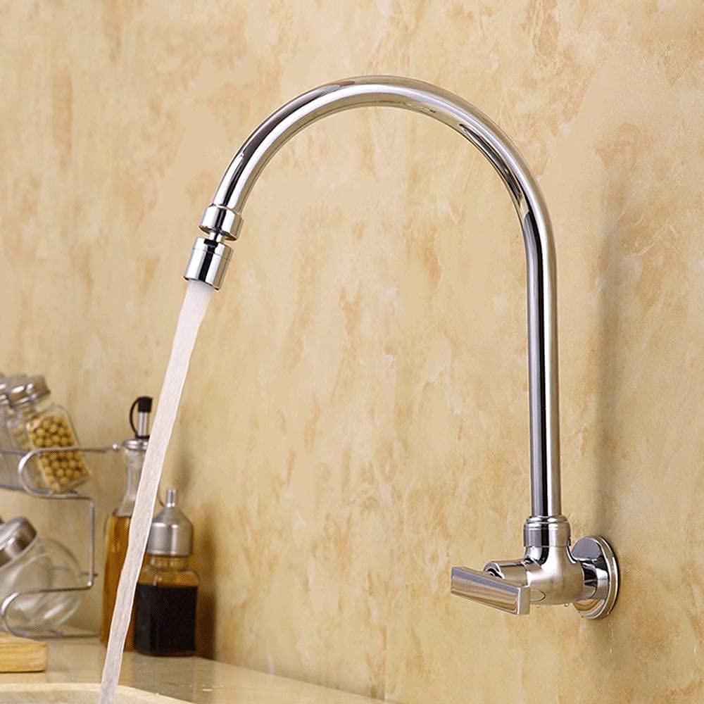 Grifo de cocina de pared de bronce giratorio horizontal para lavabo de lavandería