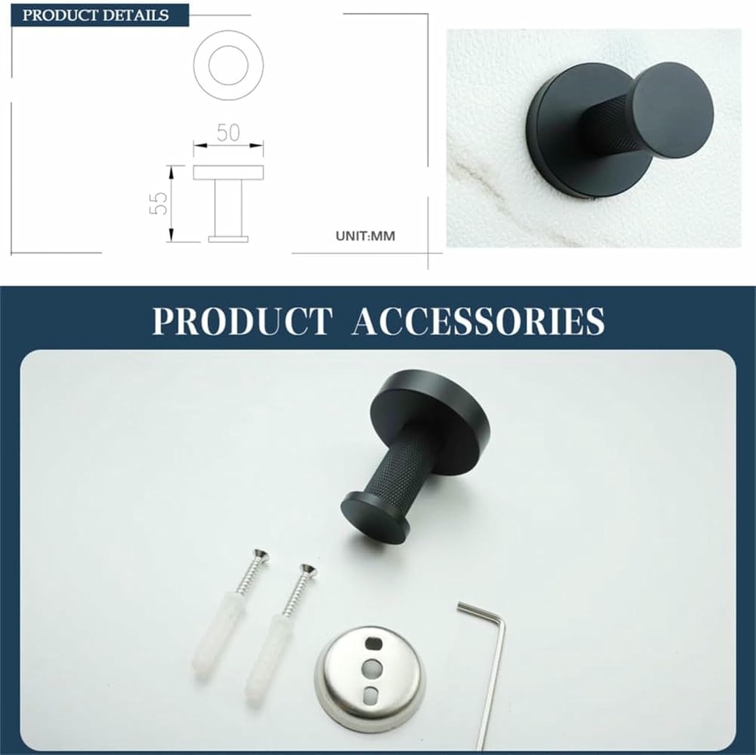 Bathroom Accessories Towel Rack Shelf Matte Black Towel Ring Hanger Wall Mounted Paper Holder Toilet Brush Holder Robe Coat Hook