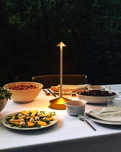 Miniatura 2 de Juego de 2 lámparas de mesa modernas inalámbricas, lámparas LED de escritorio portátiles, 6000 mAh, iluminación recargable a batería para